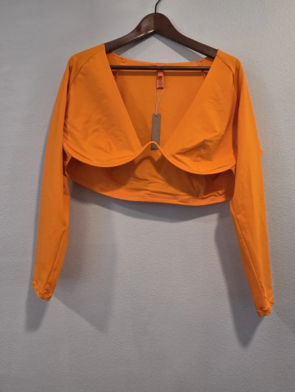 Skims Swim Long Sleeve Underwire Top in Orange -NWT